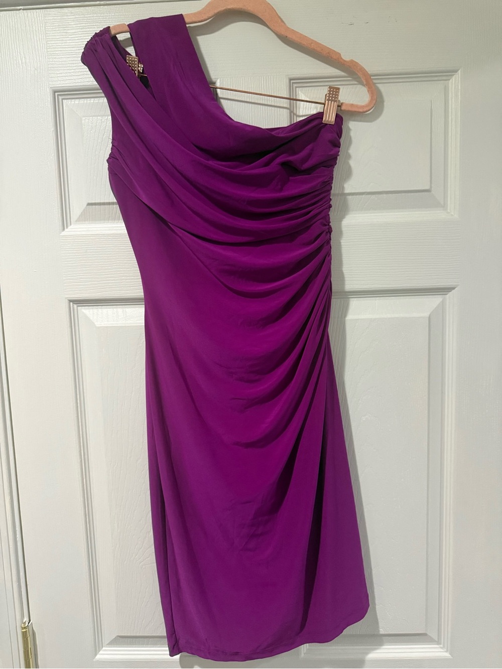 American Living One-Shoulder Ruched Purple Cocktail Dress
